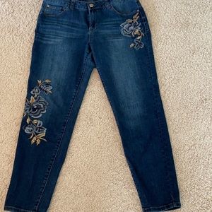 Embroidery embellished skinny jeans
